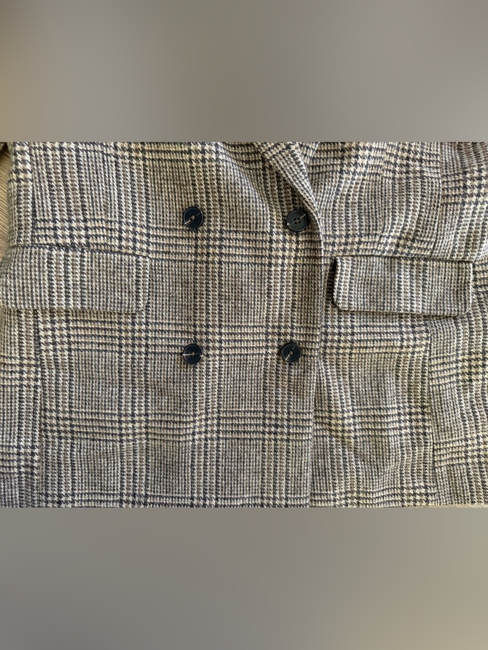 Reformation Double Breasted Glen Plaid Wool Blend Blazer Jacket Size M Brown - Picture 5 of 9
